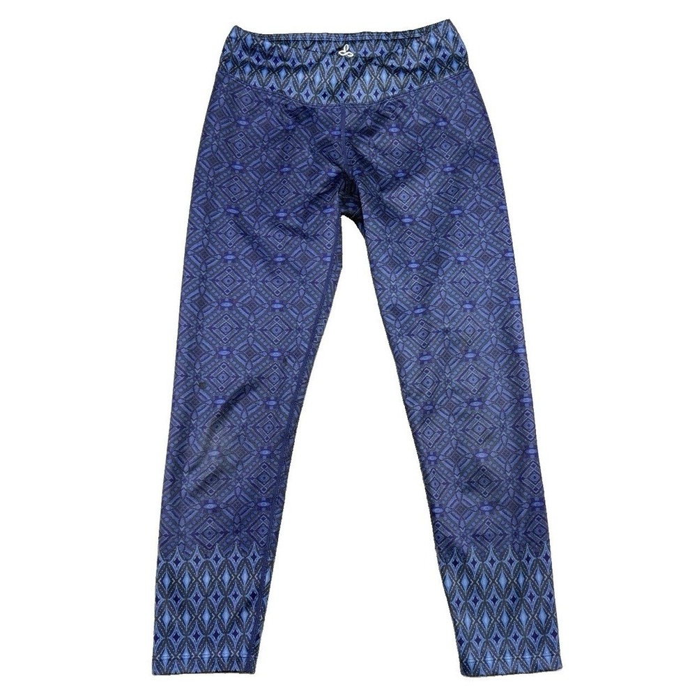 prAna Roxanne Blue Geometric Low Rise Yoga Performance Capri Leggings XS Boho
